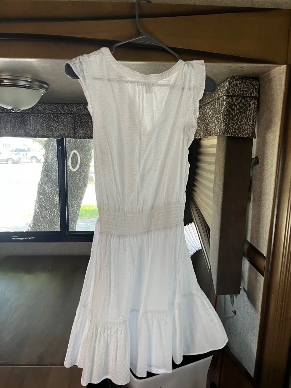 Michael Kors Flutter Sleeve V-Neck Mini Dress Medium M White